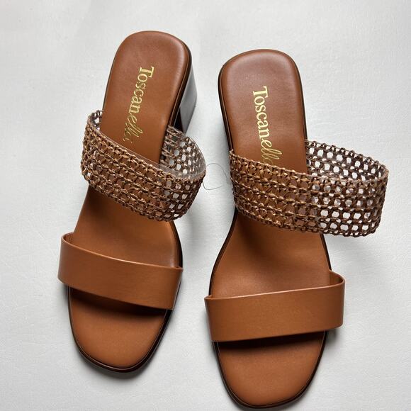 TOSCANELLA Women's Tan Made In Italy Gaucho Raffia Heeled Sandals  Sz 9 - Picture 2 of 11